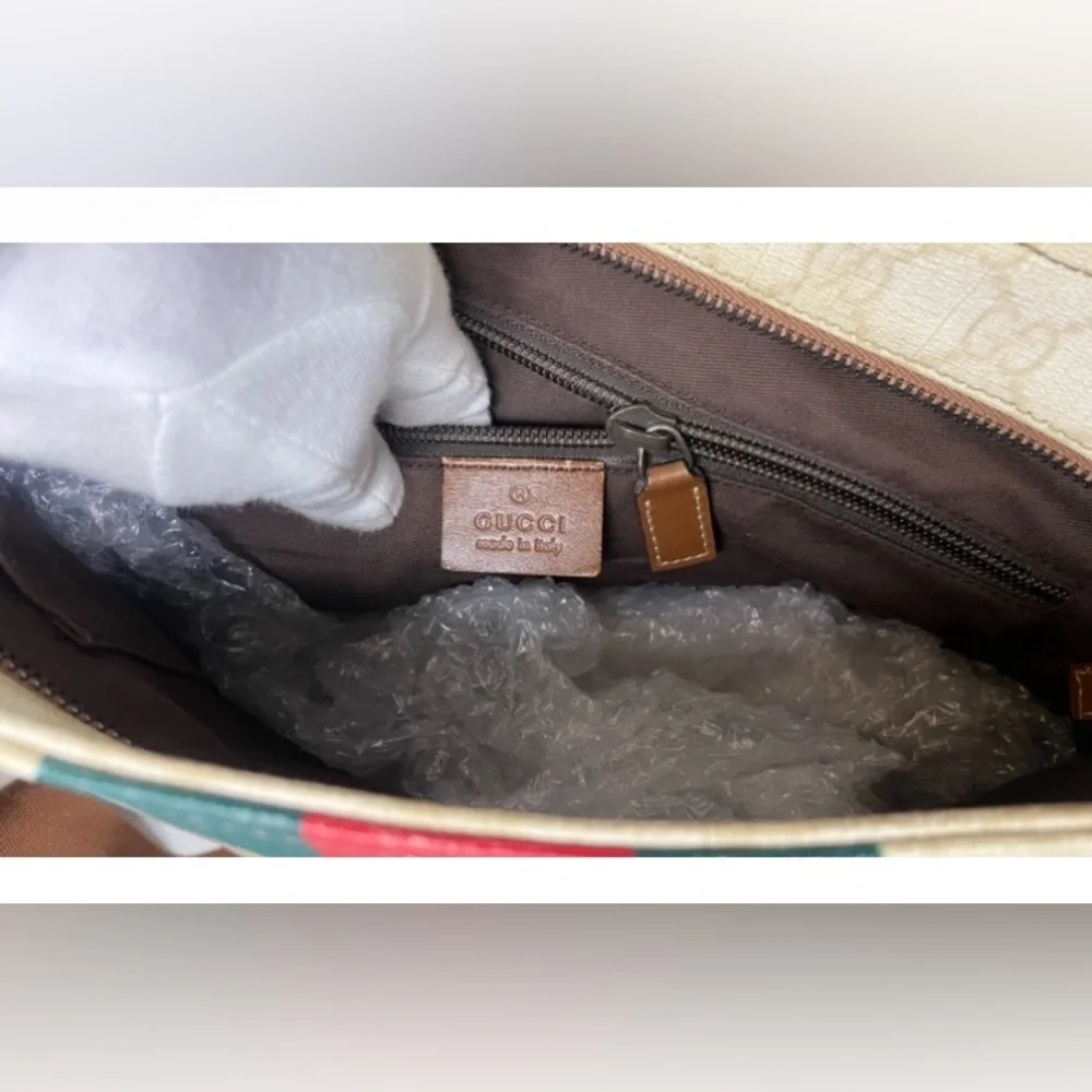 GUCCI ❤️❤️ SHERRY/WEB LINE CROSSBODY RARE - Picture 12 of 15